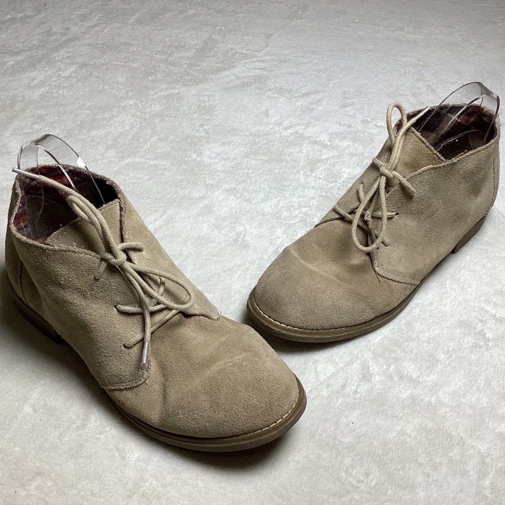 Eddie Bauer Vega Sand Tan Suede Chukka Desert Boots Women's 8.5 M Plaid Lined